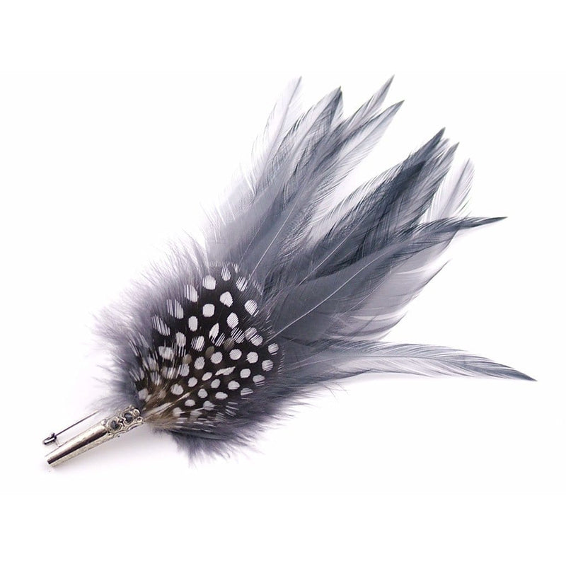 Feather Lapel Pin, Guinea & Pheasant Feather Pin