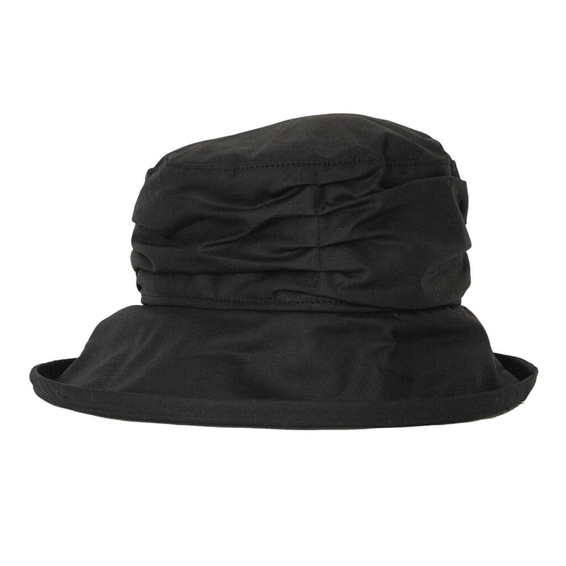 ladies black waxed rain hat
