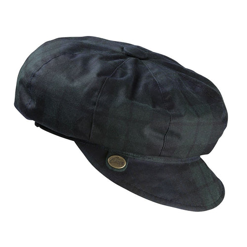 Olney Headwear Maggie Ladies Blackwatch Tartan Waxed Baker Boy Rain Hat