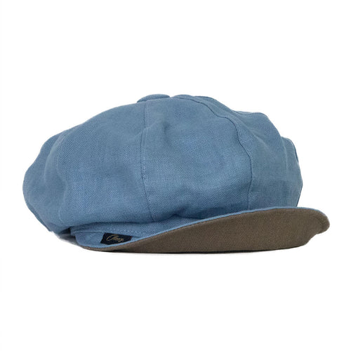 ladies sky blue with mocha under brim baker boy cap