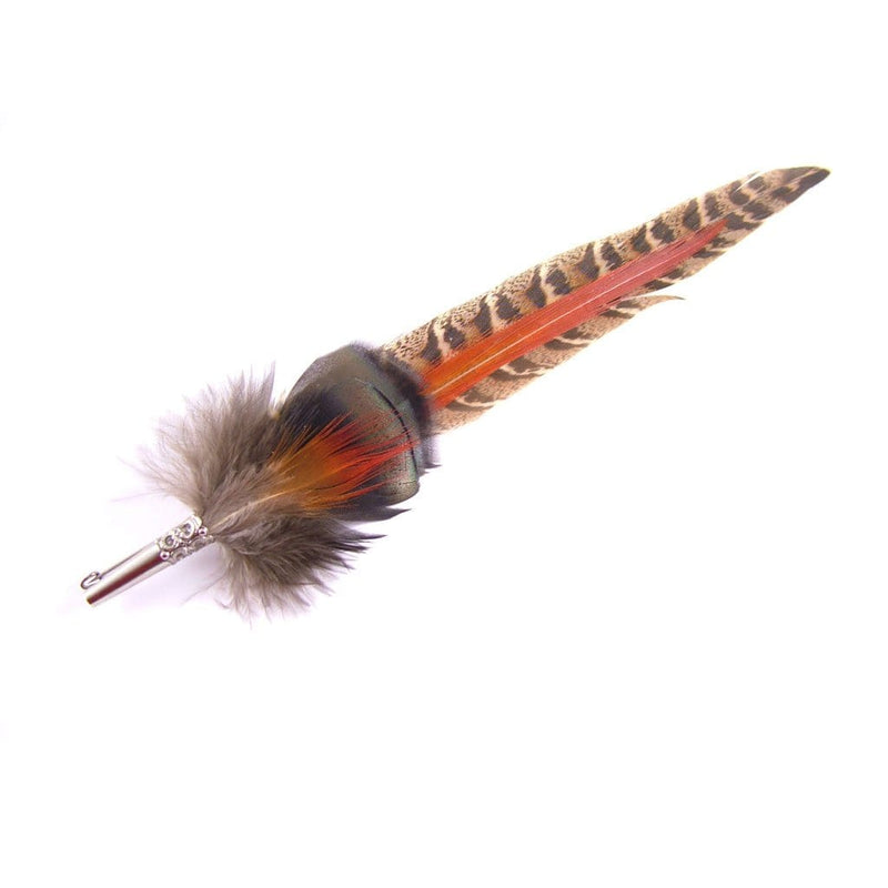 Feather Hat Pin - Orange Gamebird Feathers