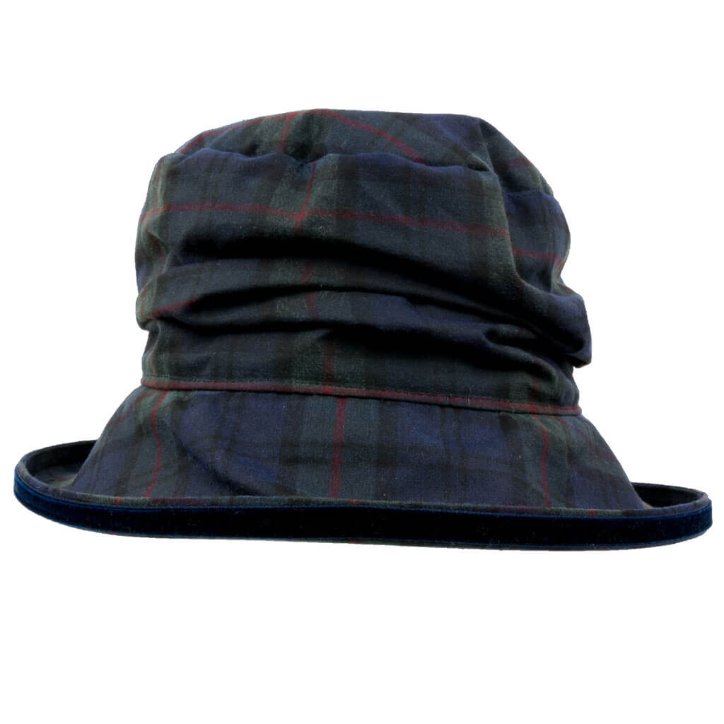Peak & Brim Hats - Bonnie - Waterproof Tartan Rain Hat - UK Made, Navy Tartan